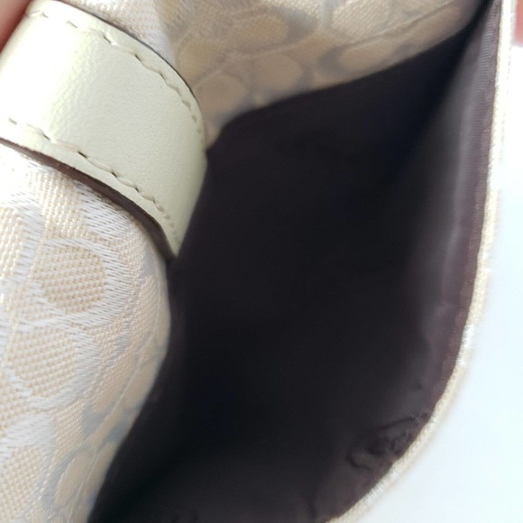 COACH Purse Card Wallet Cream White Leather Mini CC Monogram Small 4x3 Envelope - Picture 7 of 8